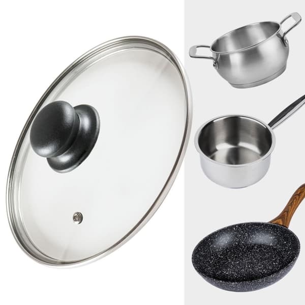 Glaslåg med stålkant, plasthåndtag & dampventil