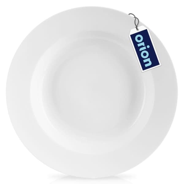 Hvit porselensfat for supper, oppvaskmaskin og mikrobølgeovn