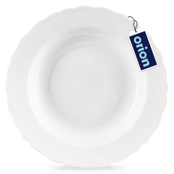 Bølgete dyp porselensskål, hvit, til supper, tåler oppvaskmaskin
