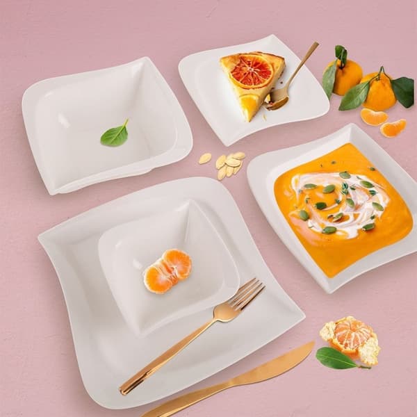 Hvid porcelænstallerken - moderne design, opvaskemaskine & mikroovn.