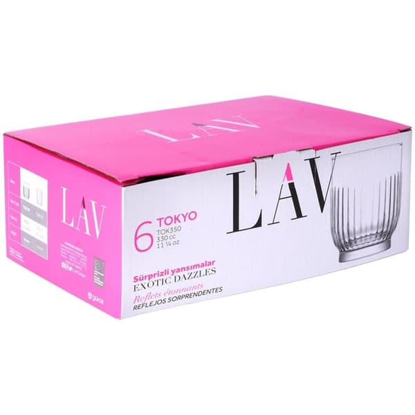 Sett med 6 glass, 300 ml, tykt glass for drikke