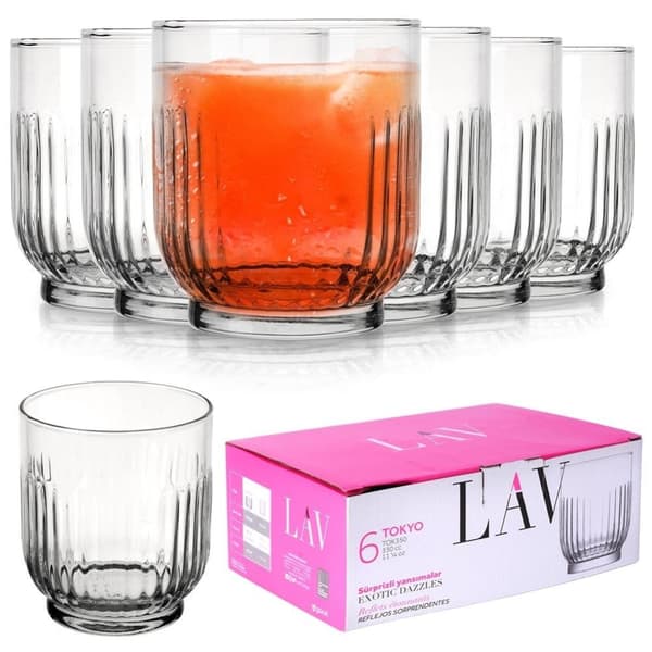 Sett med 6 glass, 300 ml, tykt glass for drikke