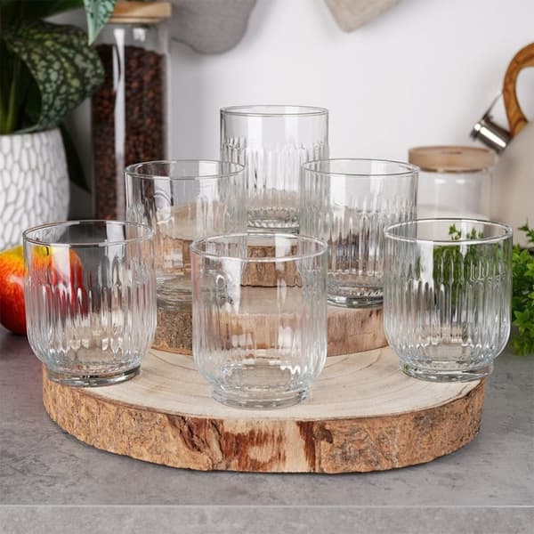 Sett med 6 glass, 300 ml, tykt glass for drikke