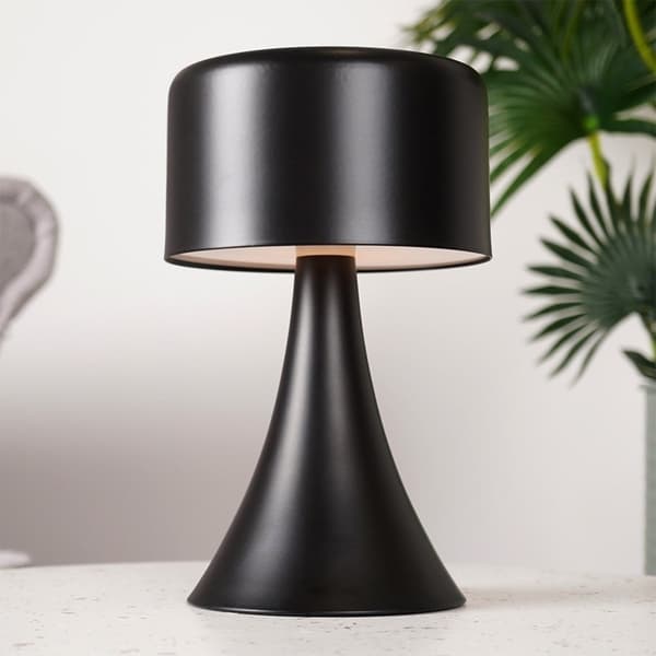 Trådløs svart bordlampe med 8 lysdioder for hjem og kontor