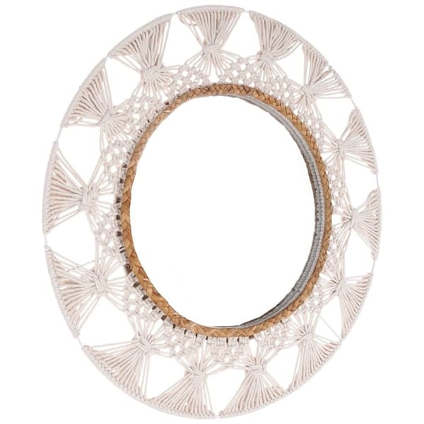 Spektakulär Väggspegel i Flätad Bomull, 55 cm Diameter