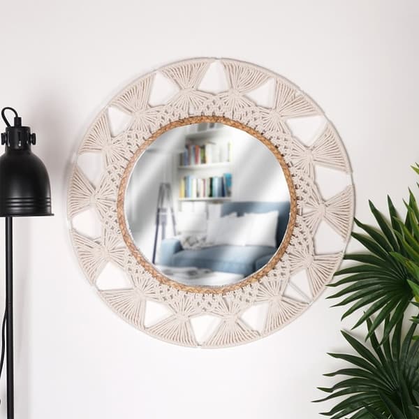 Spektakulär Väggspegel i Flätad Bomull, 55 cm Diameter