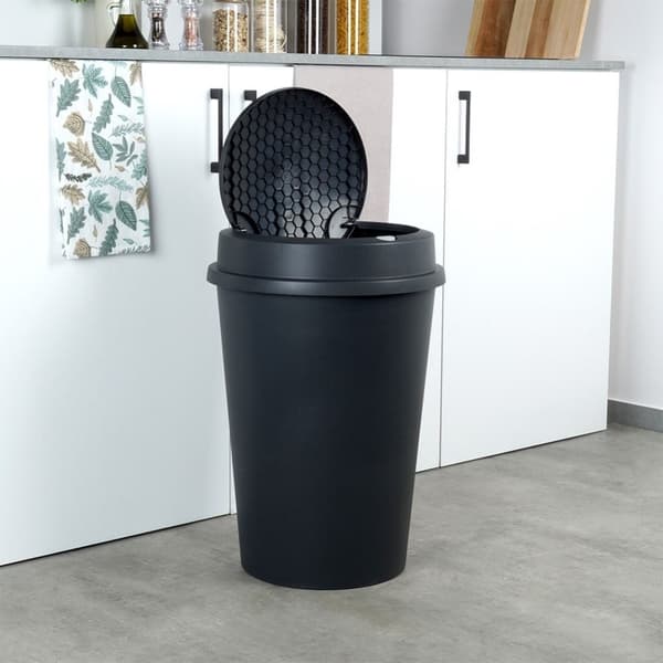 Sophink 47L i slitesterk sort plast med dobbel åpningslokk