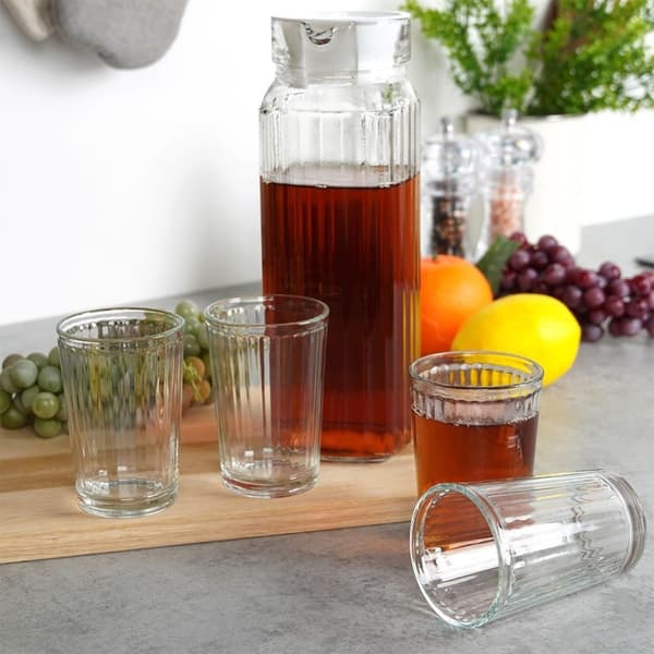 Serveringsset: 4 glas & kanna med lock, diskmaskinsäkert