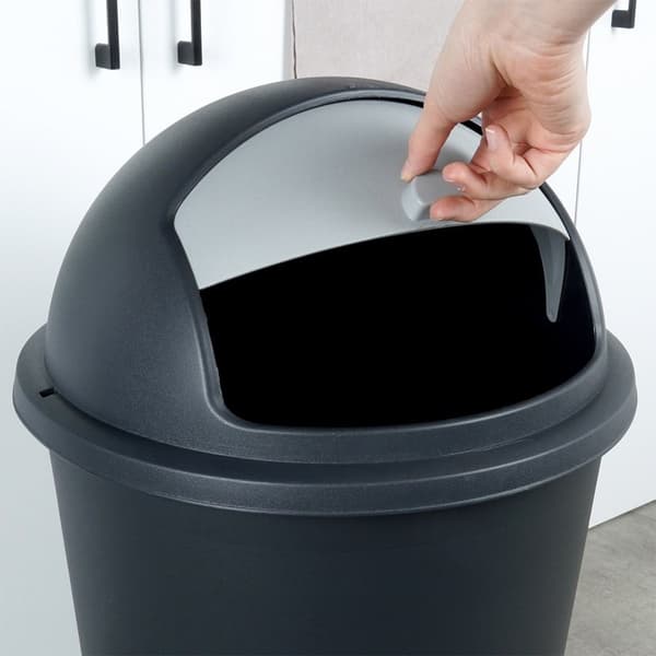 Søppelbøtte 50L sort, slitesterkt materiale, åpningsbart lokk