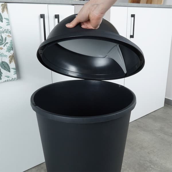 Søppelbøtte 50L sort, slitesterkt materiale, åpningsbart lokk