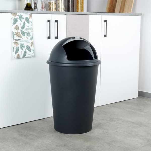 Søppelbøtte 50L sort, slitesterkt materiale, åpningsbart lokk