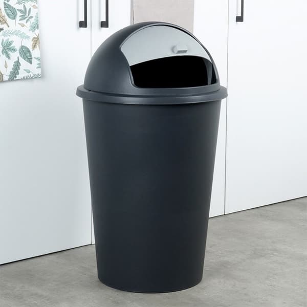 Søppelbøtte 50L sort, slitesterkt materiale, åpningsbart lokk