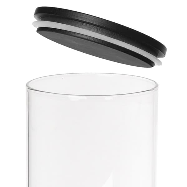 Glasbehållare av borosilikatglas med tätt bambulock