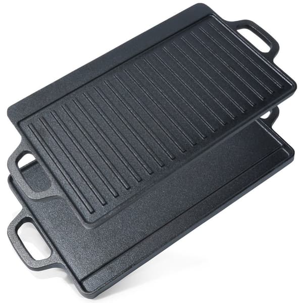 Dobbel grillplate i støpejern for kjøtt, fisk og grønnsaker