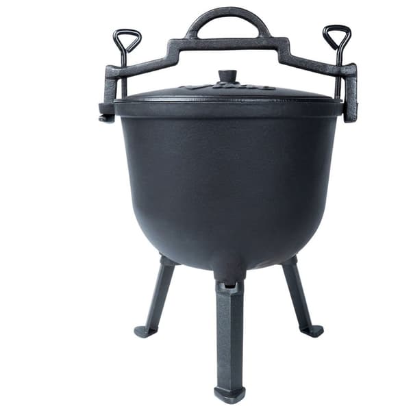 Støbejernsgryde på ben med låg - 10 liter