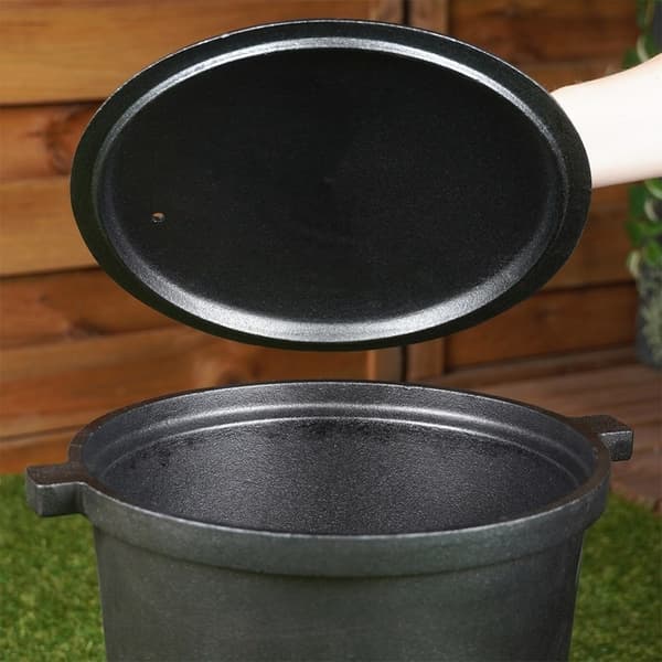 Støbejernsgryde på ben med låg - 10 liter