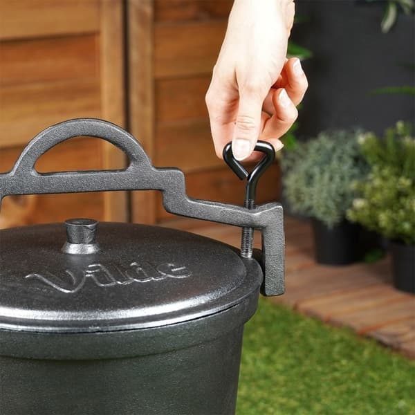 Støbejernsgryde på ben med låg - 10 liter