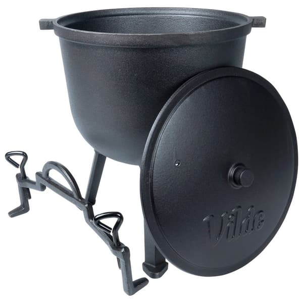 Støbejernsgryde på ben med låg - 10 liter
