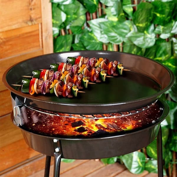 Rund grillplatta i stål med non-stick beläggning. Perfekt för grillning, köttbakning och bakning i ugnen.rund grillplatta, non-stick grillplatta, gril