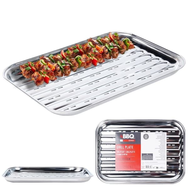 Perforerad Rostfri Grillplåt för Kött, Fisk, Grönsaker & Frukt