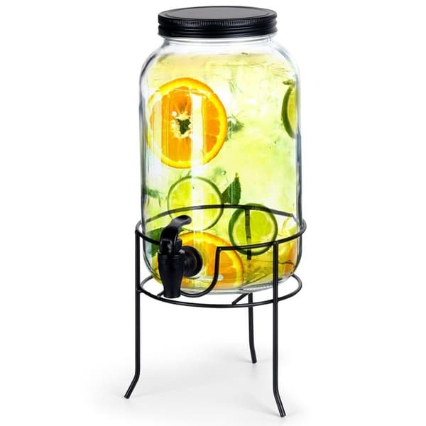 Lemonadekrukke med lokk, kran og stativ - beskytter mot insekter