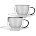 Miniatyrbillede 3 af 7: Sæt med to dobbeltvæggede kopper og underkopper, 90 ml til espresso