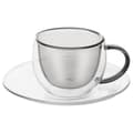 Miniatyrbillede 5 af 7: Sæt med to dobbeltvæggede kopper og underkopper, 90 ml til espresso