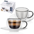 Miniatyrbillede 7 af 7: Sæt med to dobbeltvæggede kopper og underkopper, 90 ml til espresso
