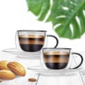 Miniatyrbillede 2 af 7: Sæt med to dobbeltvæggede kopper og underkopper, 90 ml til espresso