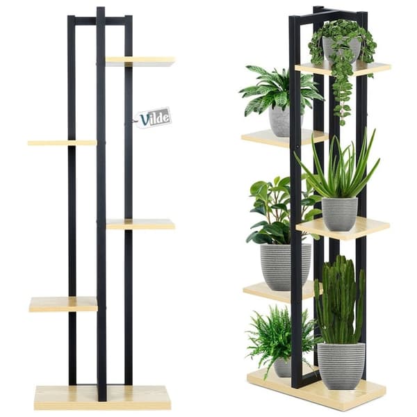 Blomsterstativ i metall med 6 krukkespor, industriell stil
