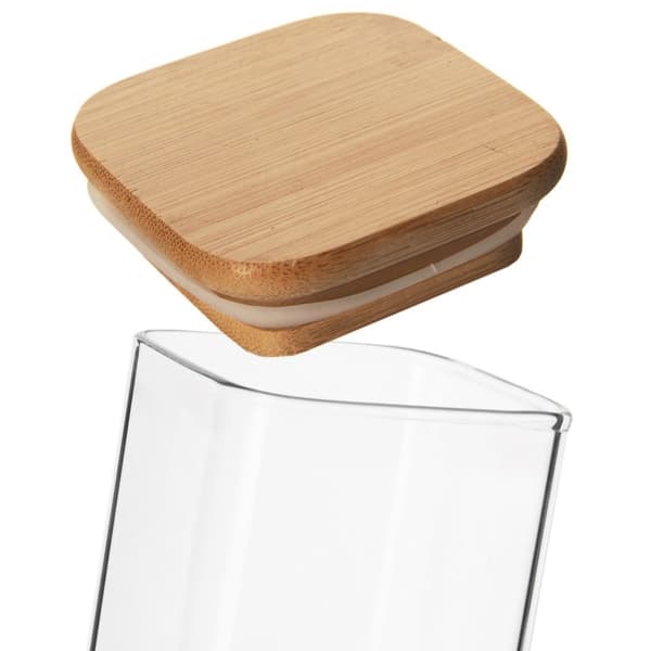 Glasburk i borosilikatglas med bambulock