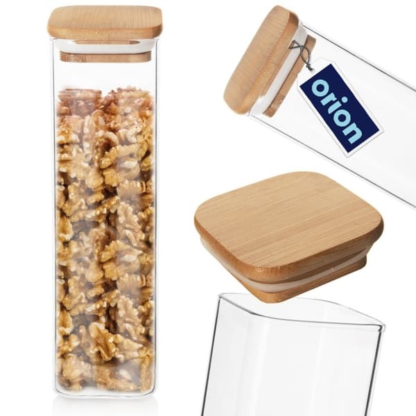 Glasburk i borosilikatglas med bambulock
