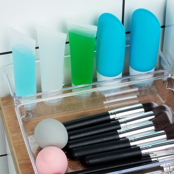 Organizer med 4 akrylbeholdere til makeup og smykker