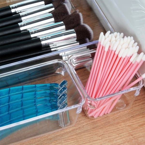 Organizer med 4 akrylbeholdere til makeup og smykker