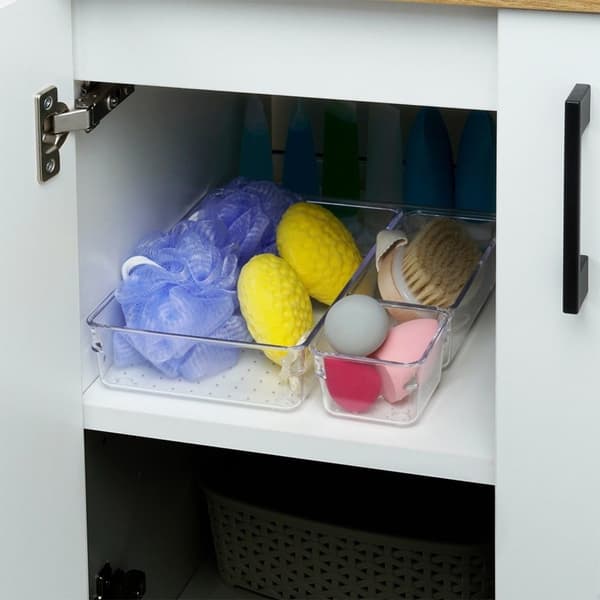 Organizer med 4 akrylbeholdere til makeup og smykker