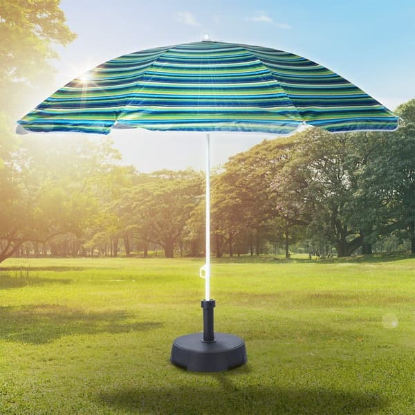 Strandparasol med justerbar lutning och solskydd