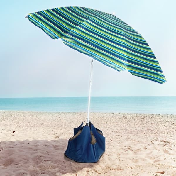 Strandparasol med justerbar lutning och solskydd