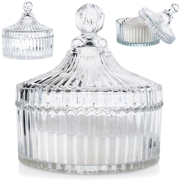 Elegant sukkerskål i glass for stearinlys, snacks og søtsaker