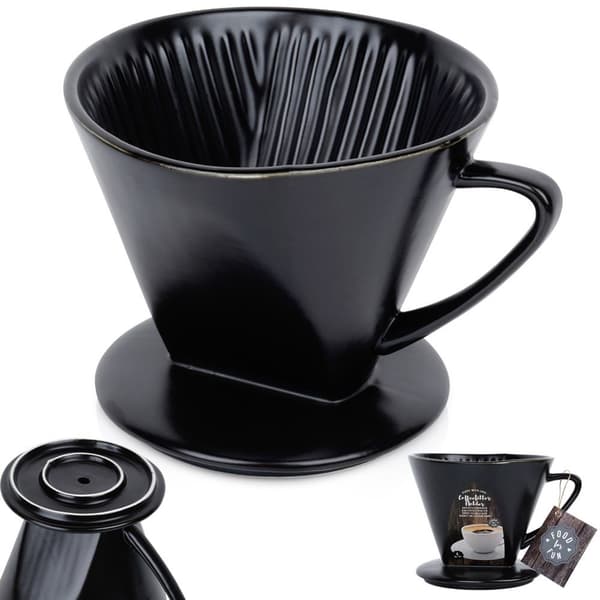 Porslin Kaffetratt Svart - Återanvändbar & Miljövänlig