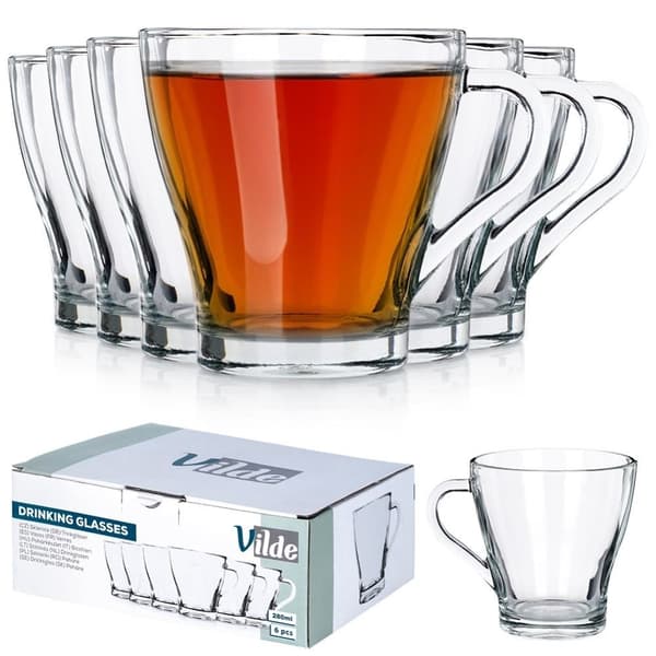 Sæt med 6 glas med hank - Perfekt til kaffe/te