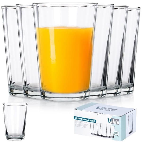 Seks glas 200 ml: Tykt, klart glas til drinks