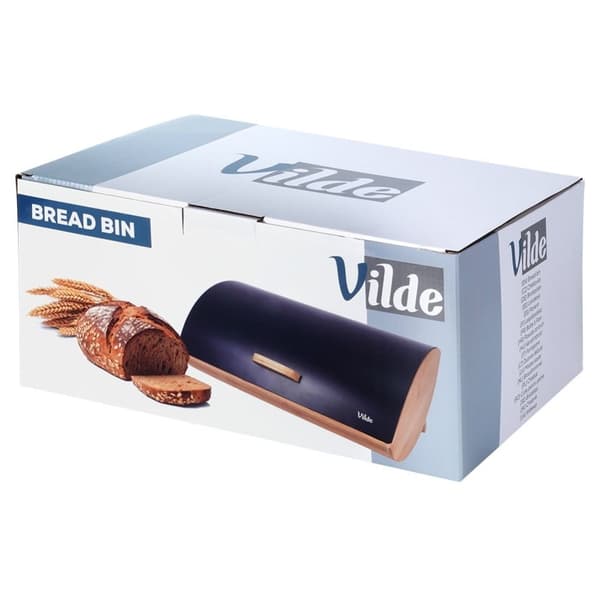 Rymlig Brödlåda i Bambu och Svart Metall