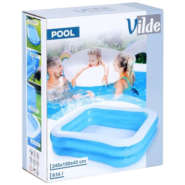 Oppustelig familiepool med to ringe, cool og sjov