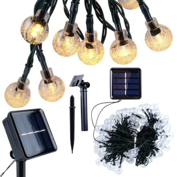 Solcelledrevet haveguirlande med 100 varme LED-lys