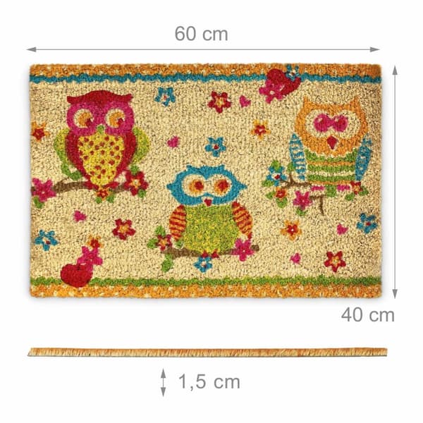Dørmatte kokosfiber med ugler 40x60 cm