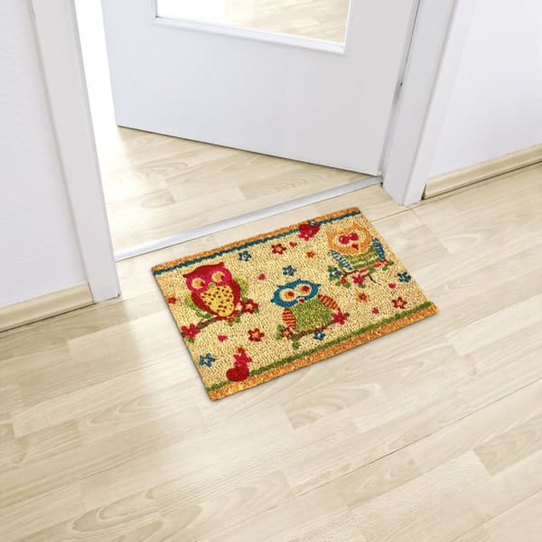 Dørmatte kokosfiber med ugler 40x60 cm