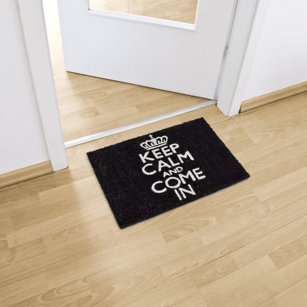 Dørmatte "Keep calm and come in" svart