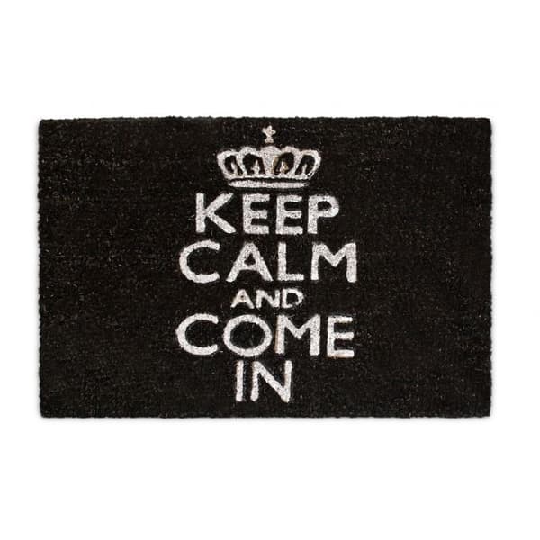 Dørmatte "Keep calm and come in" svart