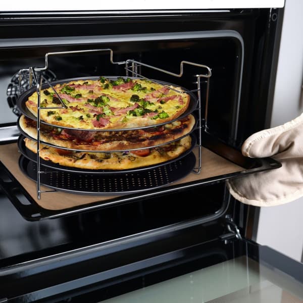 Pizzaplåt set om 4 med ställning