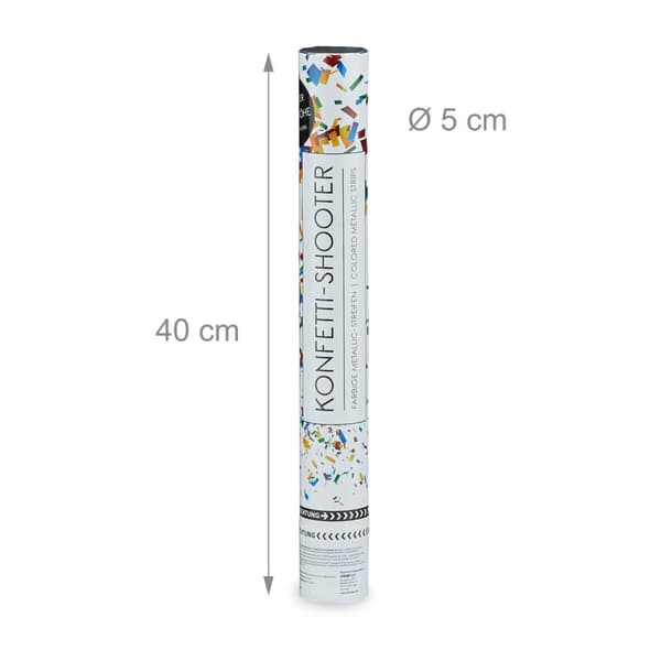 Konfettikanon 40 cm farverig